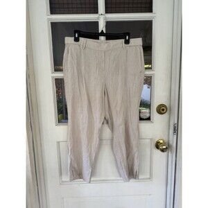 J.Jill Pants Women’s Beige Linen Blend CropCuffed Hem Chinos Stretch Waist Sz Lp